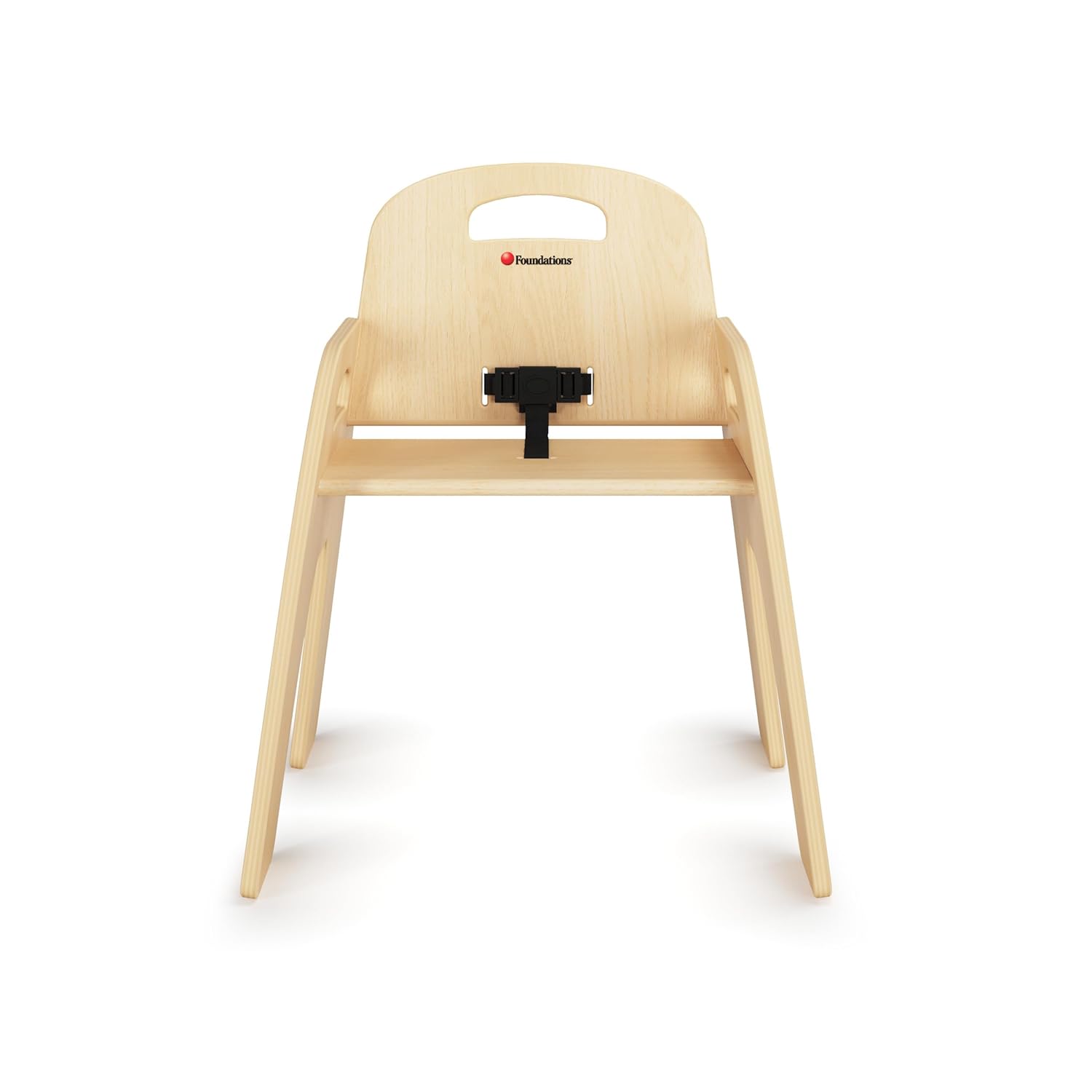 Foundations Simple Sitter 13” Low Wood Feeding Chairs, Wide No-Tip Base, Adjustable Safety Harness