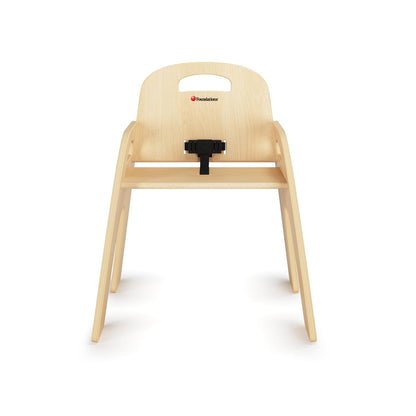 Foundations Simple Sitter 13” Low Wood Feeding Chairs, Wide No-Tip Base, Adjustable Safety Harness