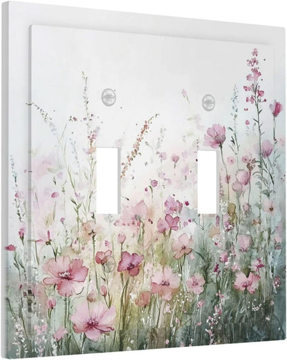 Decorative Switch Plates Wildflower Botanical Watercolor Floral 2 Gang Double Toggle Outlet Light