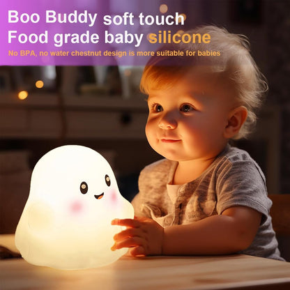 Ghost Night Light for Kids, Silicone Nursery Nightlight with 13 Interactive Sound Effects