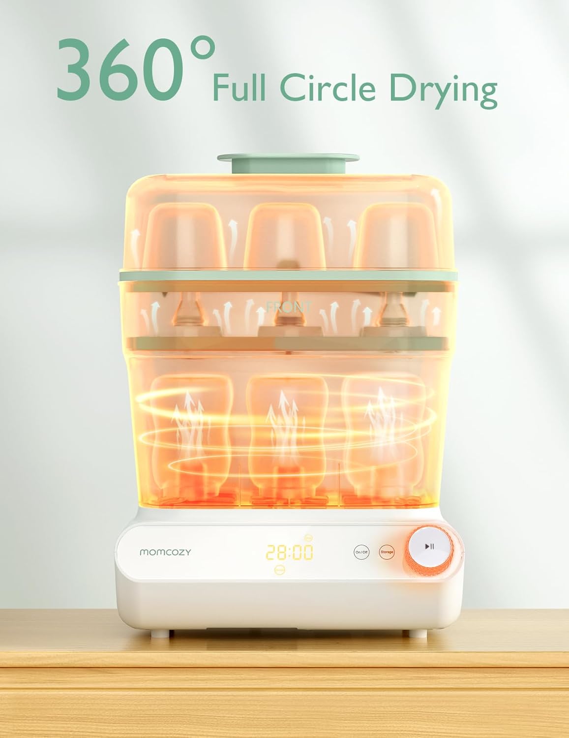 Momcozy 3 Layers Large Bottle Sterilizer and Dryer, Fast Sterilize and Dry, Universal Bottle