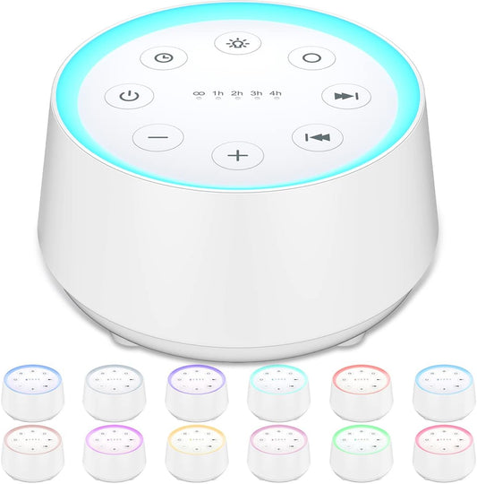 EasyHome Sleep Sound Machine White Noise Machines with 30 Soothing Sounds 12 Adjustable Night Light