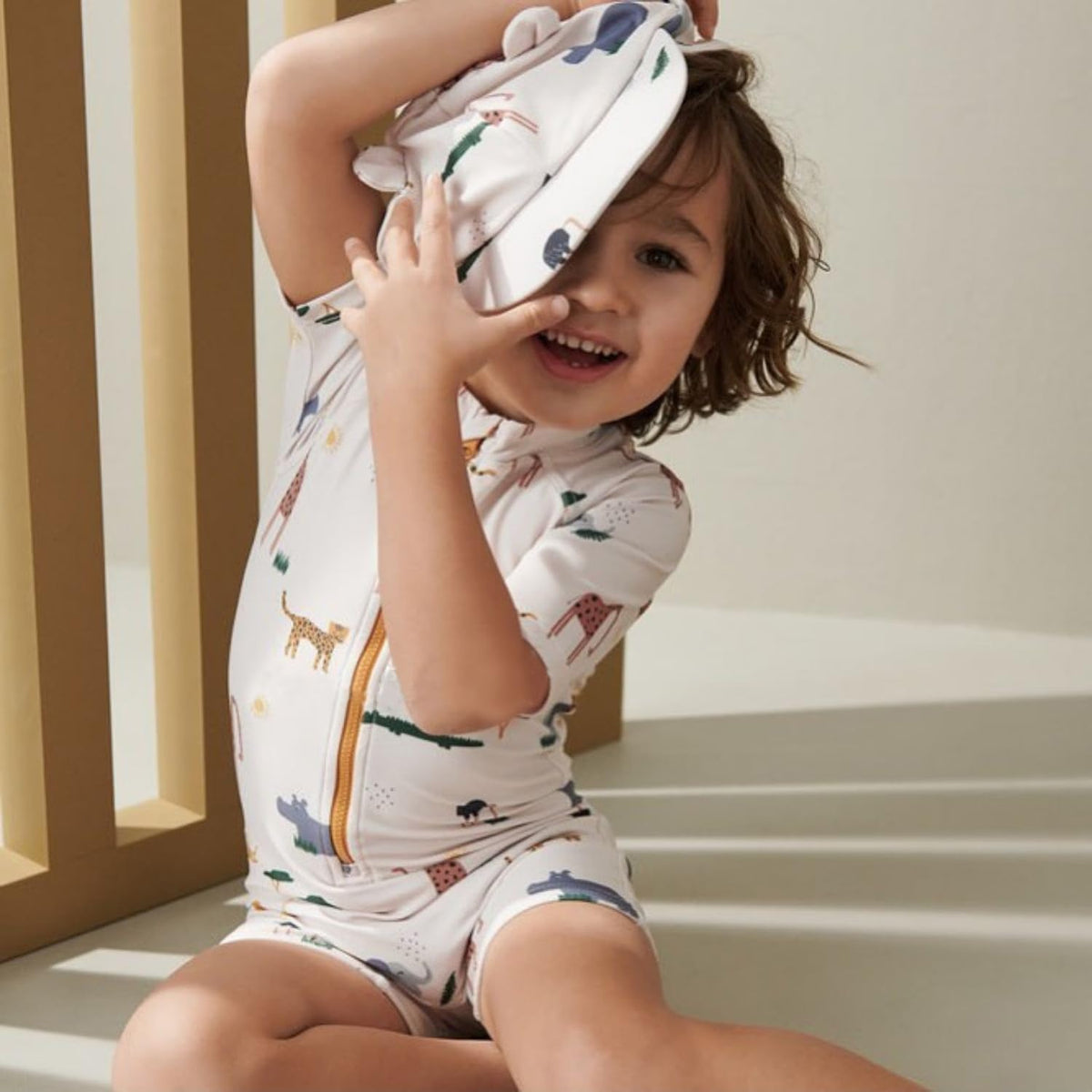 Boys One Piece Swimsuit Whale Dolphin Bathing Suit Zipper Rash Guard Kid Short Sleeve Swimwear