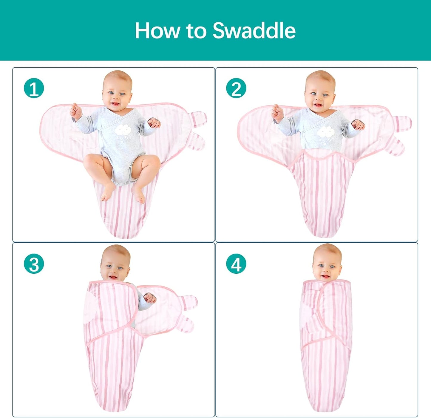 Biloban Baby Swaddles 0-3 Months for Girls - Cotton Swaddle Blanket, Newborn Essentials, Lovely