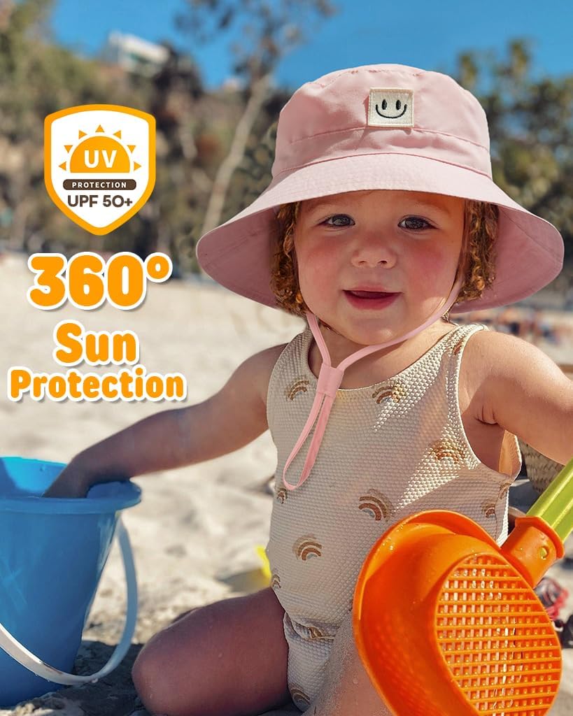 FURTALK Baby Sun Hat Smile Face Toddler Boys Girls Bucket Hat 0-5 Years Kids UPF 50+ Sun Protection