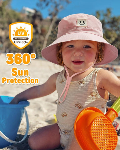 FURTALK Baby Sun Hat Smile Face Toddler Boys Girls Bucket Hat 0-5 Years Kids UPF 50+ Sun Protection