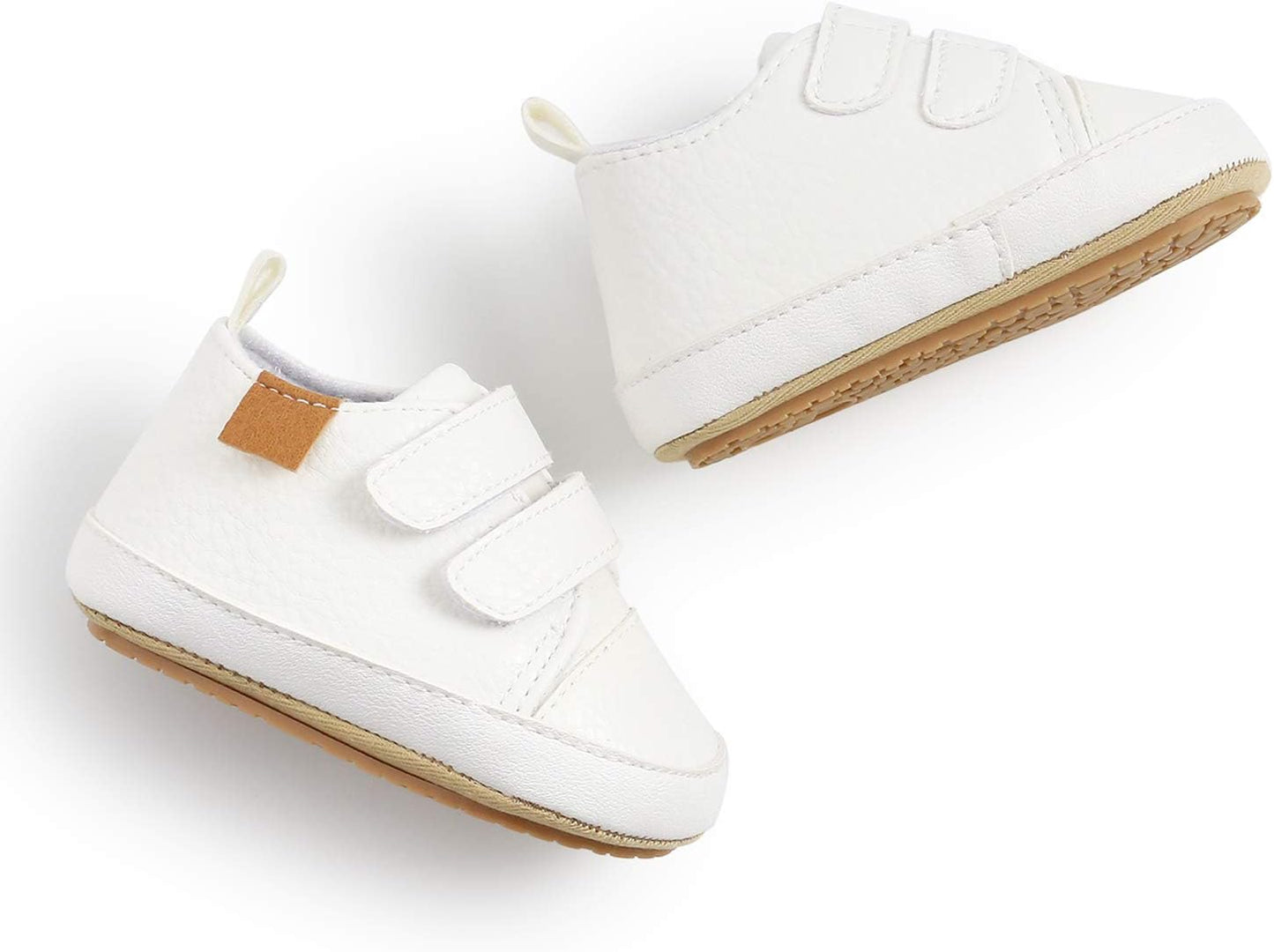 SOFMUO Baby Boys Girls High Top Ankle PU Leather Sneakers Soft Rubber Sole Infant Moccasins Newborn