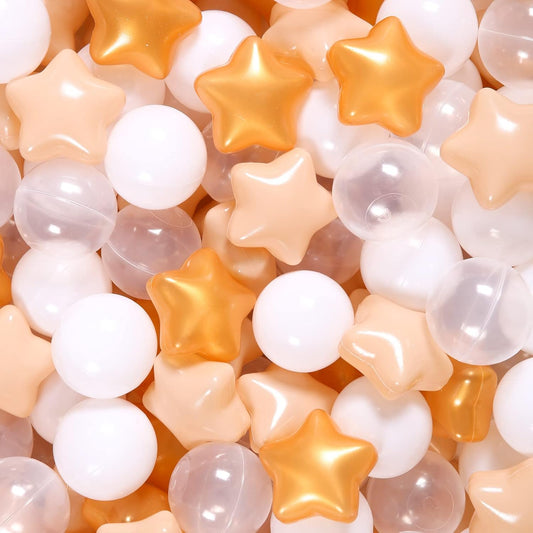 GOGOSO Ball Pit Balls with Starballs 100 - Crushproof Plasticballs for Babies Toddlers Kids