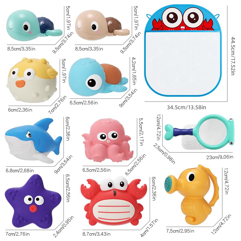 XAWACAH Bath Toy for Toddlers 6-12-18 Months, No-Hole Bathtub Toys with Baby Bath Animals, Wind-Up
