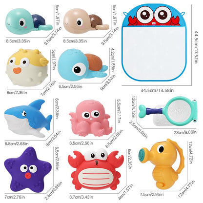 XAWACAH Bath Toy for Toddlers 6-12-18 Months, No-Hole Bathtub Toys with Baby Bath Animals, Wind-Up