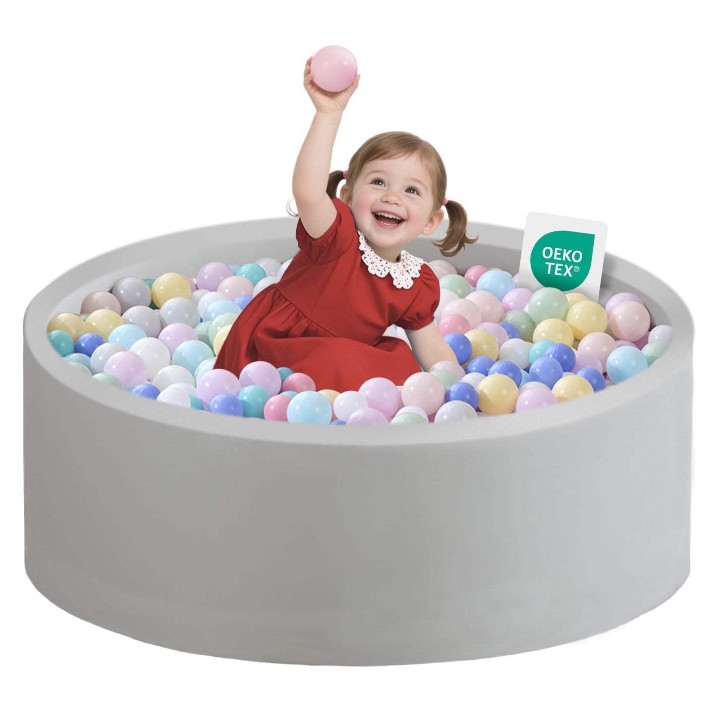 Zedachica Ball Pit for Toddlers 35.43''x11.81 Baby Ball Pits Soft Memory Foam Ball Pit Round Kids