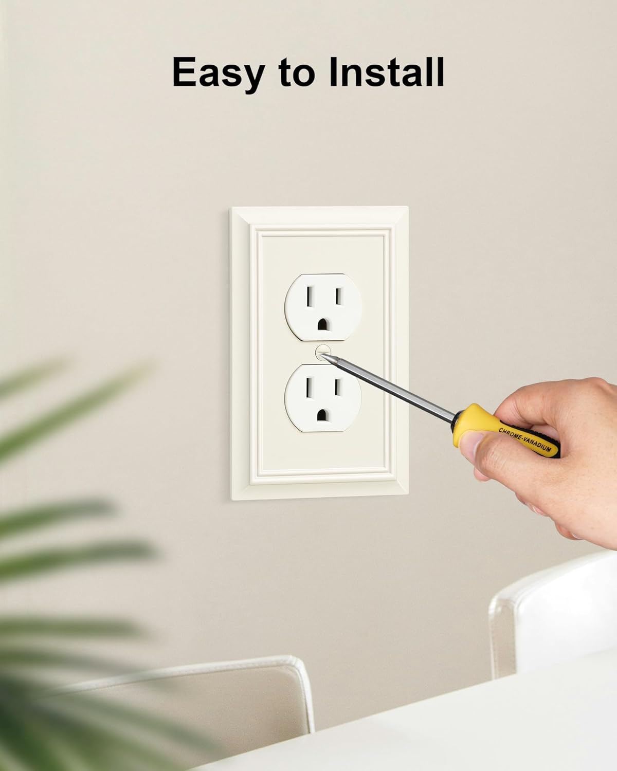 6-Pack Duplex Outlet Cover Plate, Decorative Light Almond Switch Plates and Outlet Covers, Natural