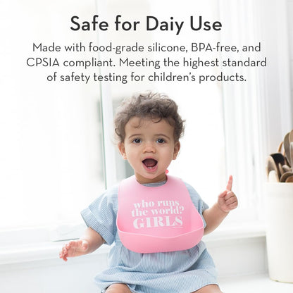 Baby Bib for Eating by Bella Tunno, Waterproof Silicone Bib with Large Food Catcher, Adjustable Fit