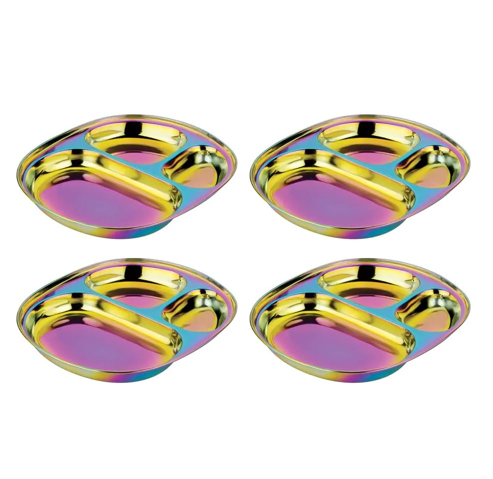 Ahimsa Stainless Steel Plates for Kids - Divided Plates for Toddlers, Pediatrician Designed, Non