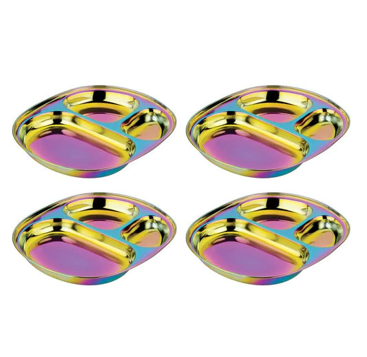 Ahimsa Stainless Steel Plates for Kids - Divided Plates for Toddlers, Pediatrician Designed, Non