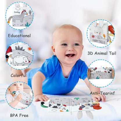 Vicloon Cloth Books, 3D Touch and Feel High Contrast Cloth Book, Baby Books Toys for Baby 0-12