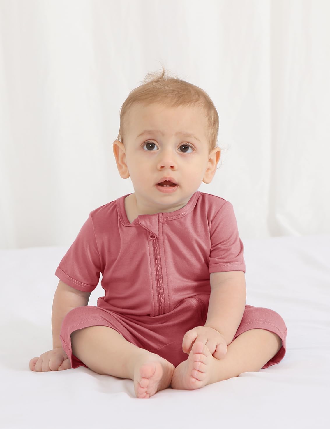 Jimonda Boys Baby Girls Short Sleeve Romper Unisex Baby Footless Pajamas With Viscose 2-Way Zipper