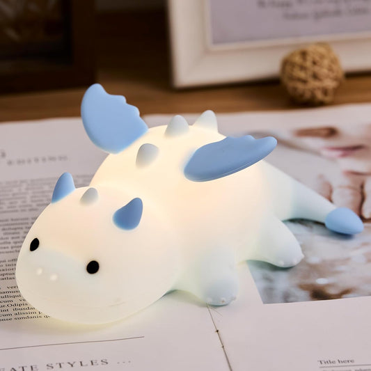 Cute Baby Dragon Kids Night Light for Kids,Cute Soft Silicone Lamp 3 Level Dimmable Changing