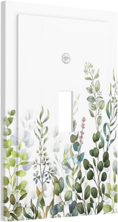 Green Eucalyptus Leaf Plant Herbs Springnature Decorative Light Switch Cover 1 Gang Single Toggle