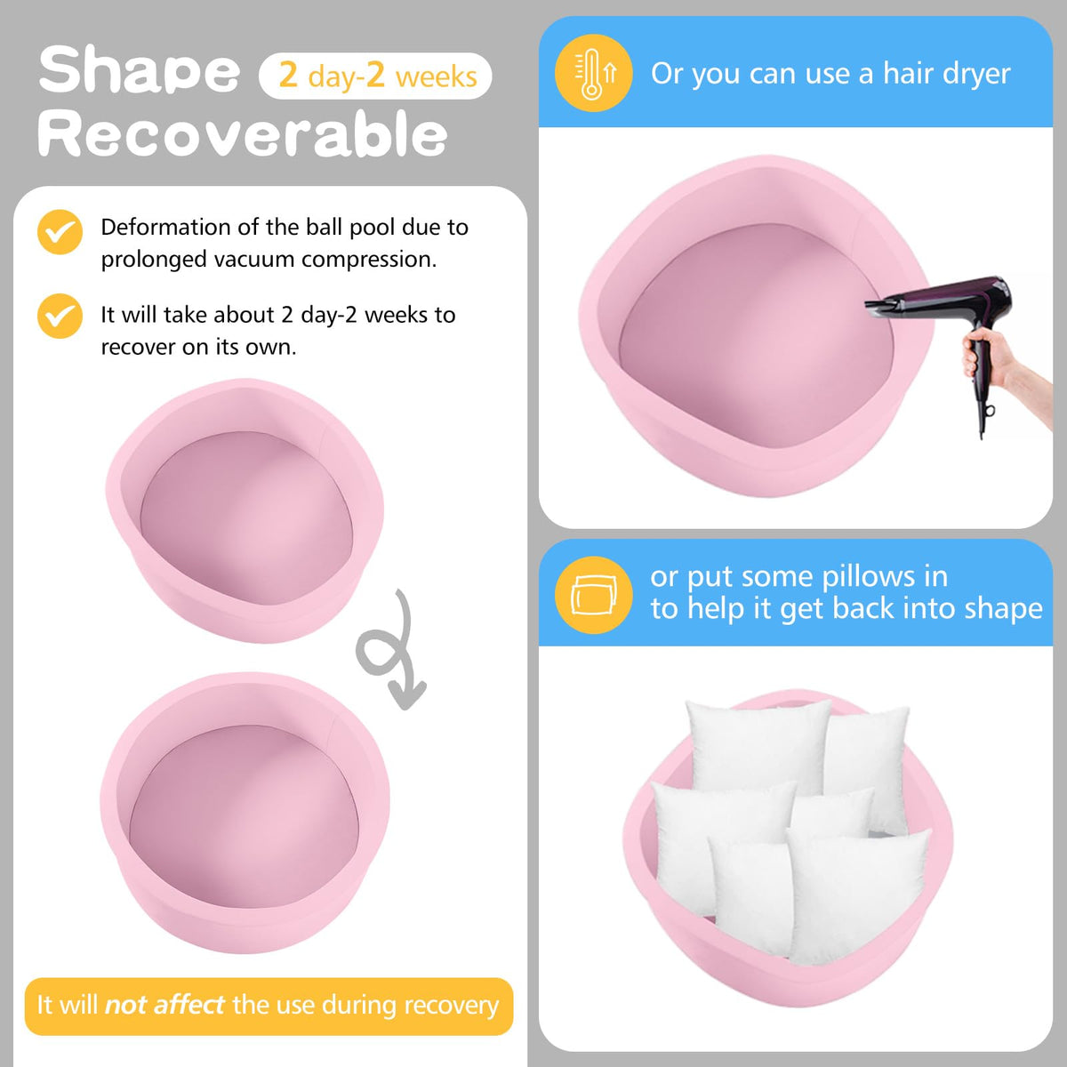SHJADE Foam Ball Pit, 35.4"x 11.8" Ball Pits for Toddlers-Pink