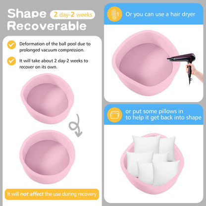 SHJADE Foam Ball Pit, 35.4"x 11.8" Ball Pits for Toddlers-Pink