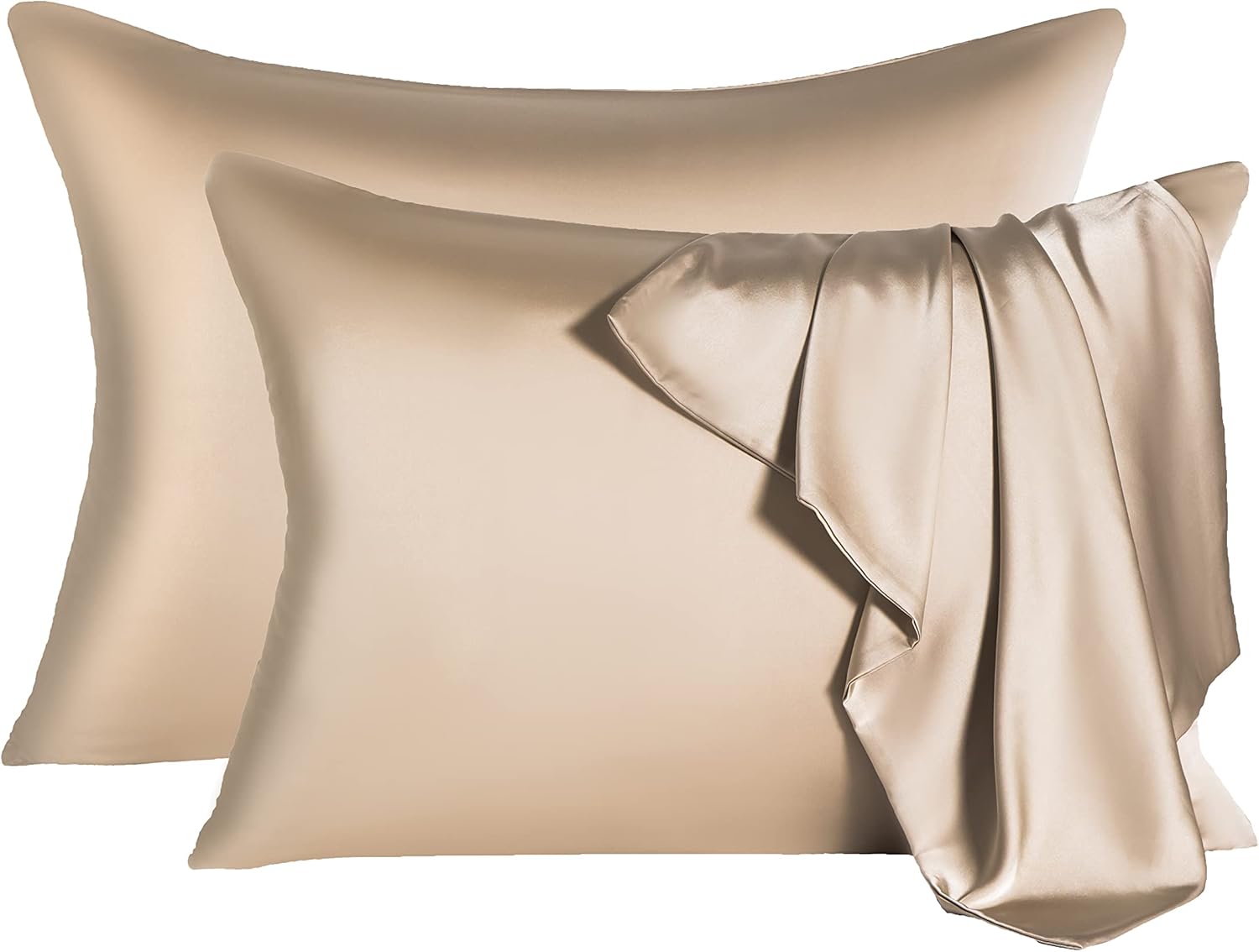 2 Pcs Mulberry Silk Pillowcase for Hair and Skin,Cooling Silk Pillow Case with Hidden