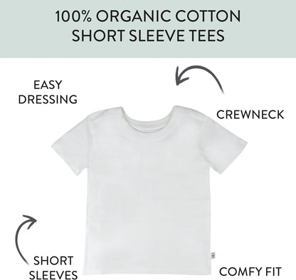 HonestBaby 5-Pack Short Sleeve T-Shirts 100% Organic Cotton Baby, Toddler, Little Kid, Boy, Girl