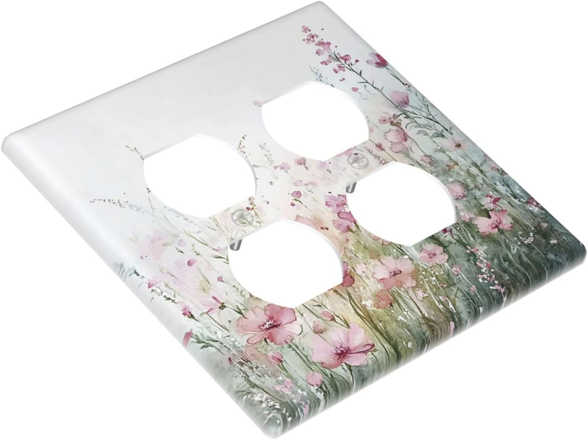 Outlet Covers Wildflower Botanical Watercolor Floral 2 Gang Double Duplex Decorative Light Switch