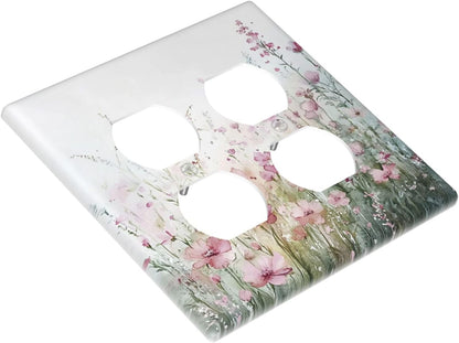 Outlet Covers Wildflower Botanical Watercolor Floral 2 Gang Double Duplex Decorative Light Switch