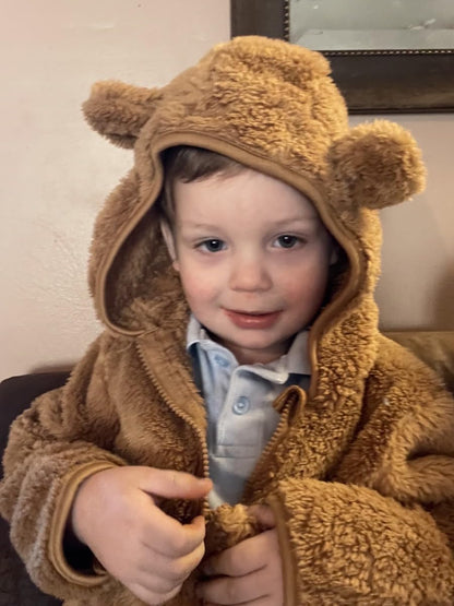 AIWUHE Toddler Boys Girls Hooded Jacket Fleece Hoodie Winter Warm Solid Color Teddy Coat Zip-up