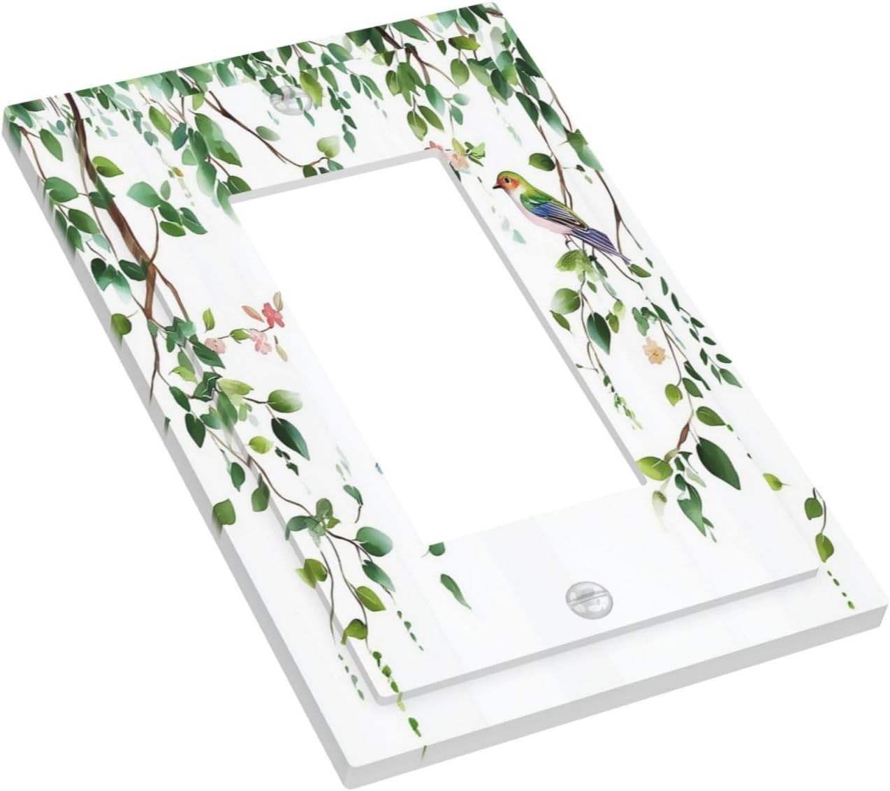 Decorative Outlet Covers Green Leaves Bird Eucalyptus Sage Plant 1 Gang Single Rocker Light Switch