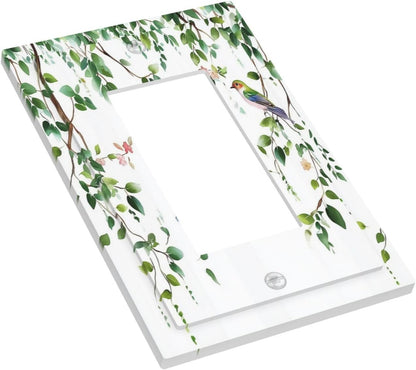 Decorative Outlet Covers Green Leaves Bird Eucalyptus Sage Plant 1 Gang Single Rocker Light Switch