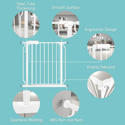 WAOWAO Baby Gate 14.16" Extra Wide Pressure Mounted Walk Through Swing Auto Close Safety White