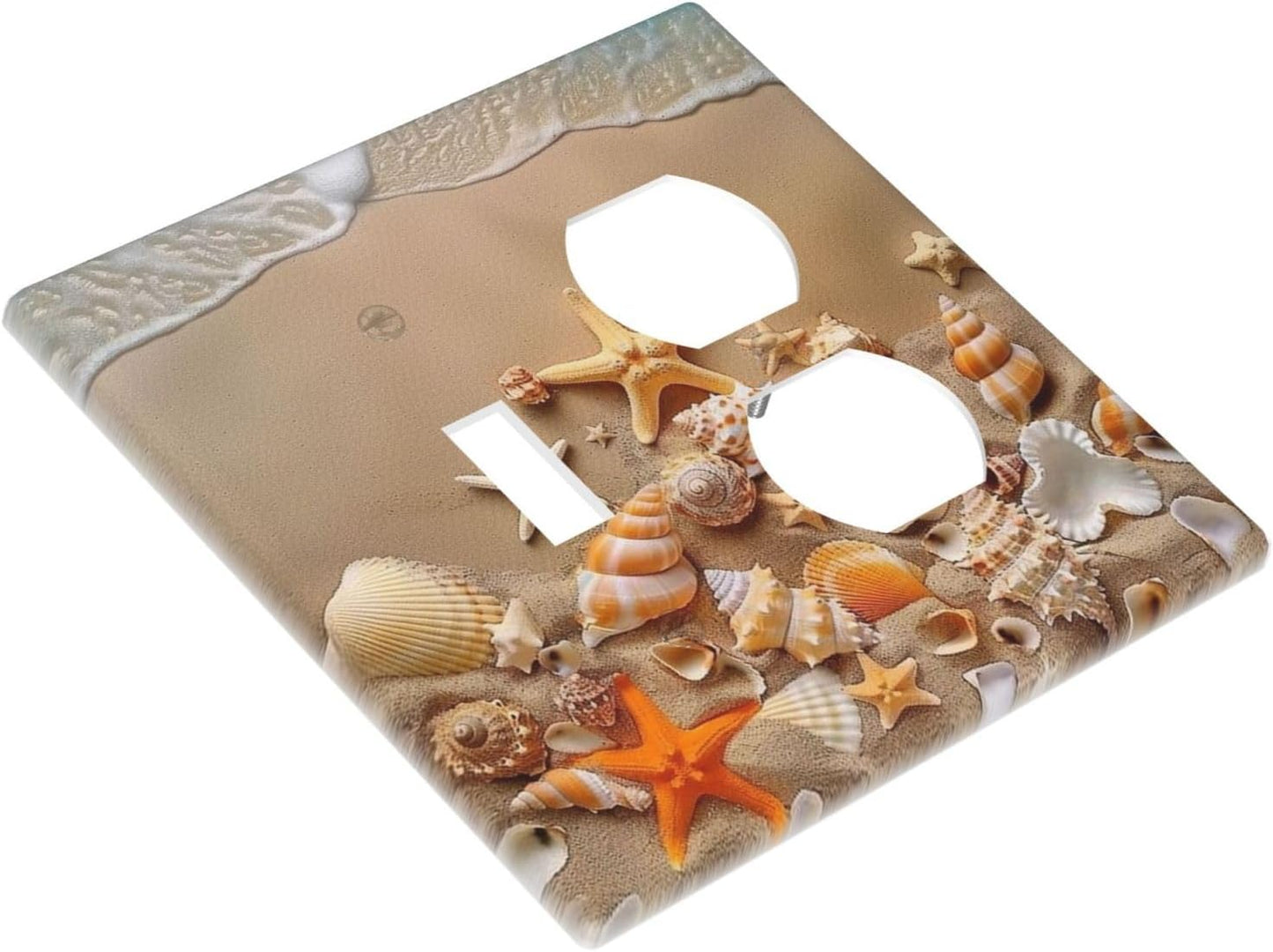 Decorative Outlet Covers Beachy Sea Ocean Seashell Starfish 2 Gang Wall Plate Cover Single Toggle