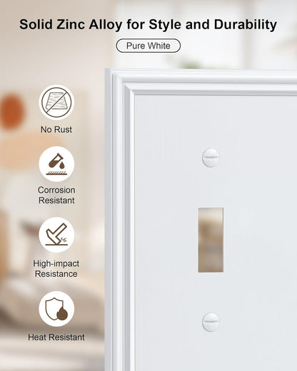 2-Pack Quad Toggle Light Switch Cover Plate, Durable Zinc Alloy Decorative Switch Plate Covers