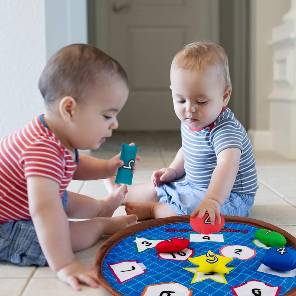 beetoy Shapes Bean Bags Matching Game - Toddler Preschool Learning Activities Memory for Numbers
