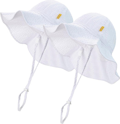 Baby & Toddler Wide Brim Sun Hats UPF 50+ Sun Protection Bucket Cap Cute Adjustable Hat in