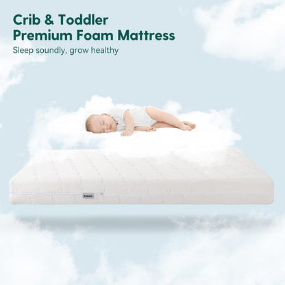 BABELIO Breathable Crib Mattress, Dual-Sided, Memory Foam, Waterproof, Removable and