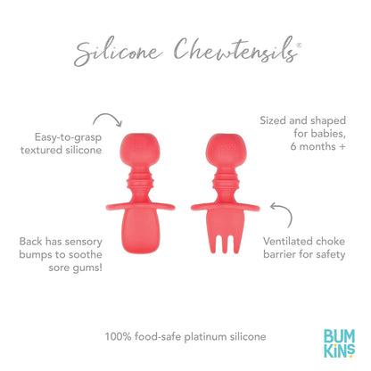 Bumkins Baby Utensils Set, Chewtensils Silicone Spoons for Dipping, Self-Feeding, Baby Led Weaning