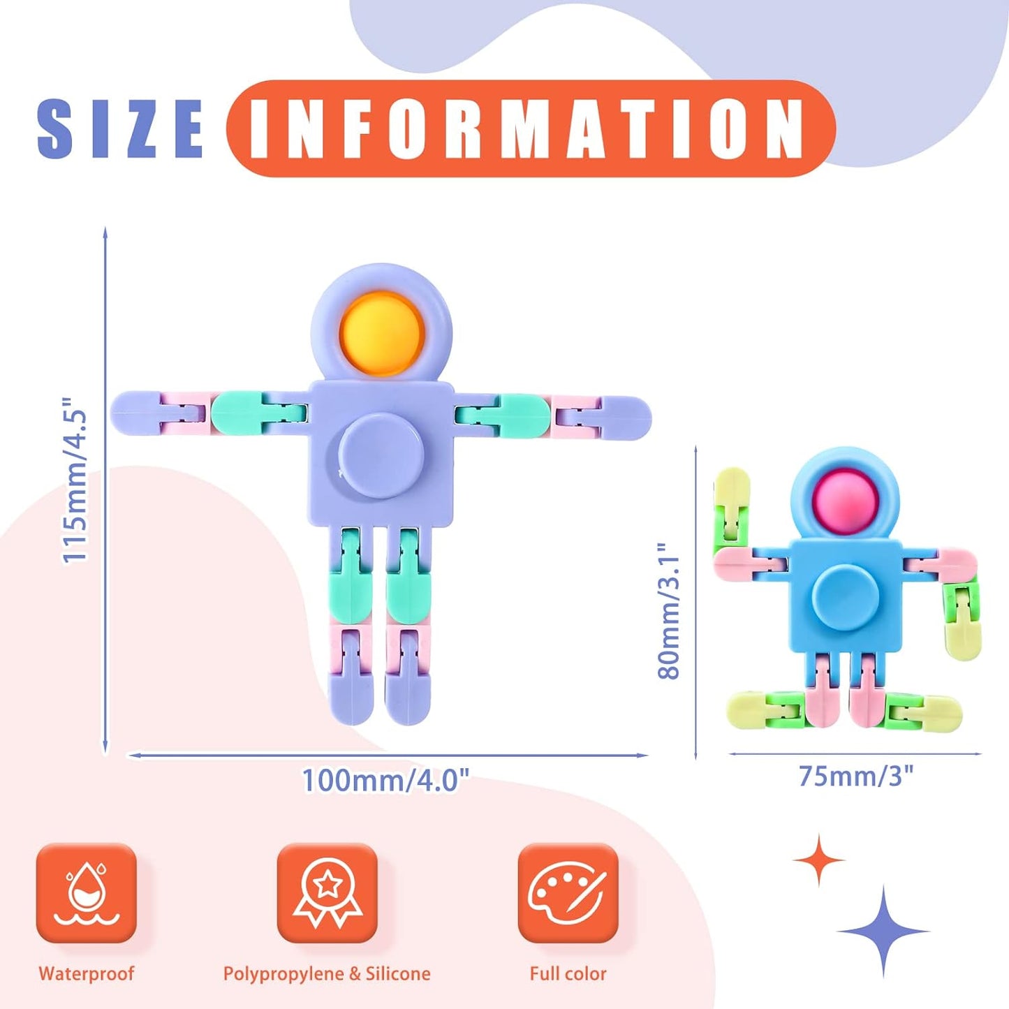 Hanaive 8 Pcs Robot Fidget Spinners Transformable Fingertip Gyro Chain Toy Fidget Sensory Toys