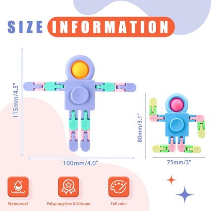 Hanaive 24 Pcs Robot Fidget Spinners Transformable Fingertip Gyro Chain Toy Fidget Sensory Toys
