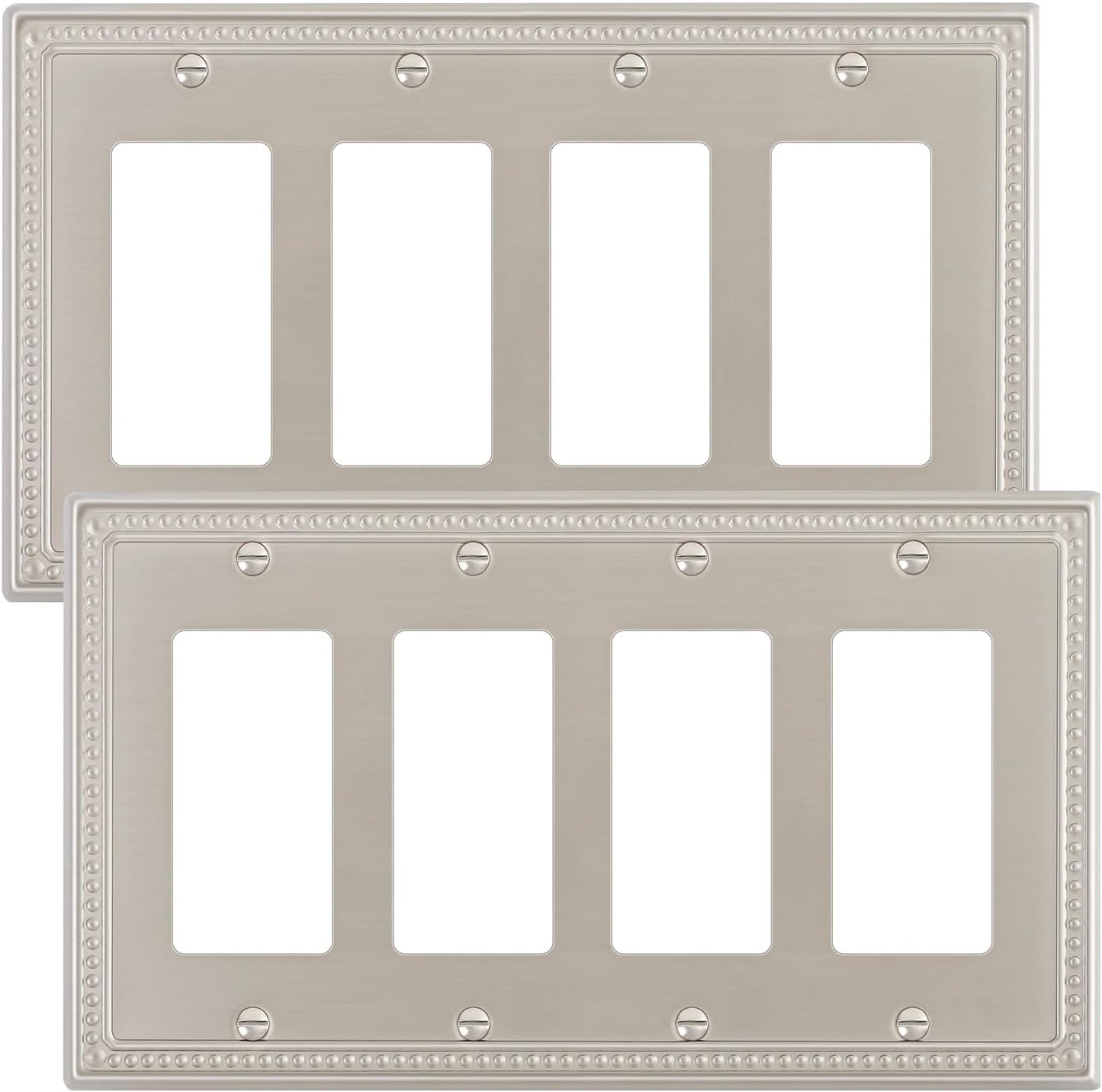 2-Pack Quad Decorator Outlet Cover Plate, Pearls Decorative Switch Plates and Outlet Covers, 4 Gang