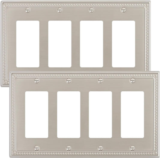 2-Pack Quad Decorator Outlet Cover Plate, Pearls Decorative Switch Plates and Outlet Covers, 4 Gang