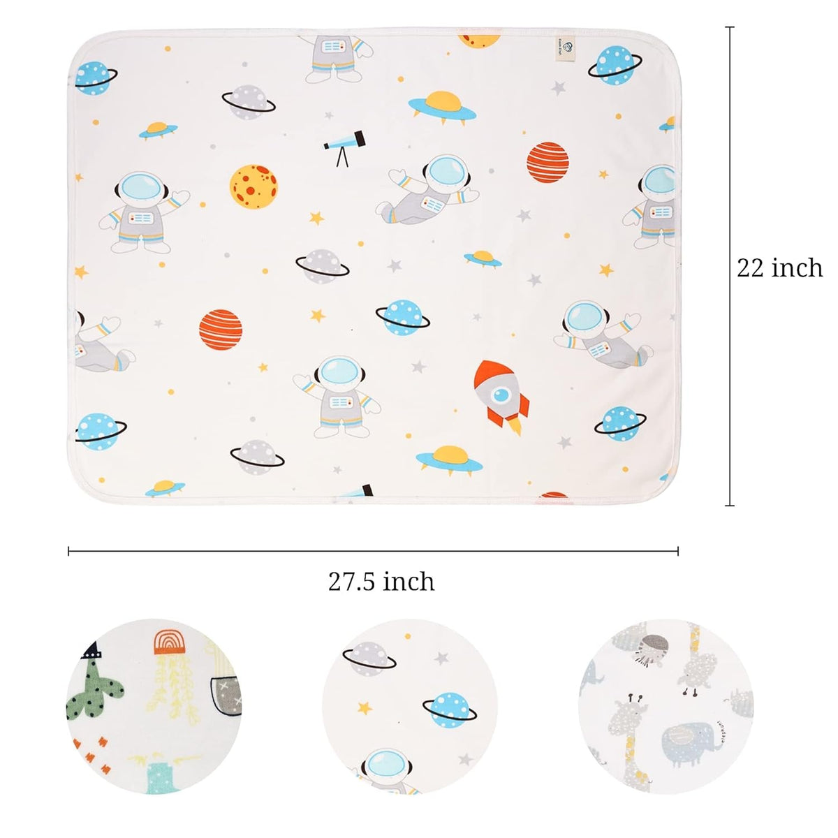 Baby Diaper Changing Pad Liners(22X27.5 inches) Soft Cotton Waterproof Changing Mat for Baby