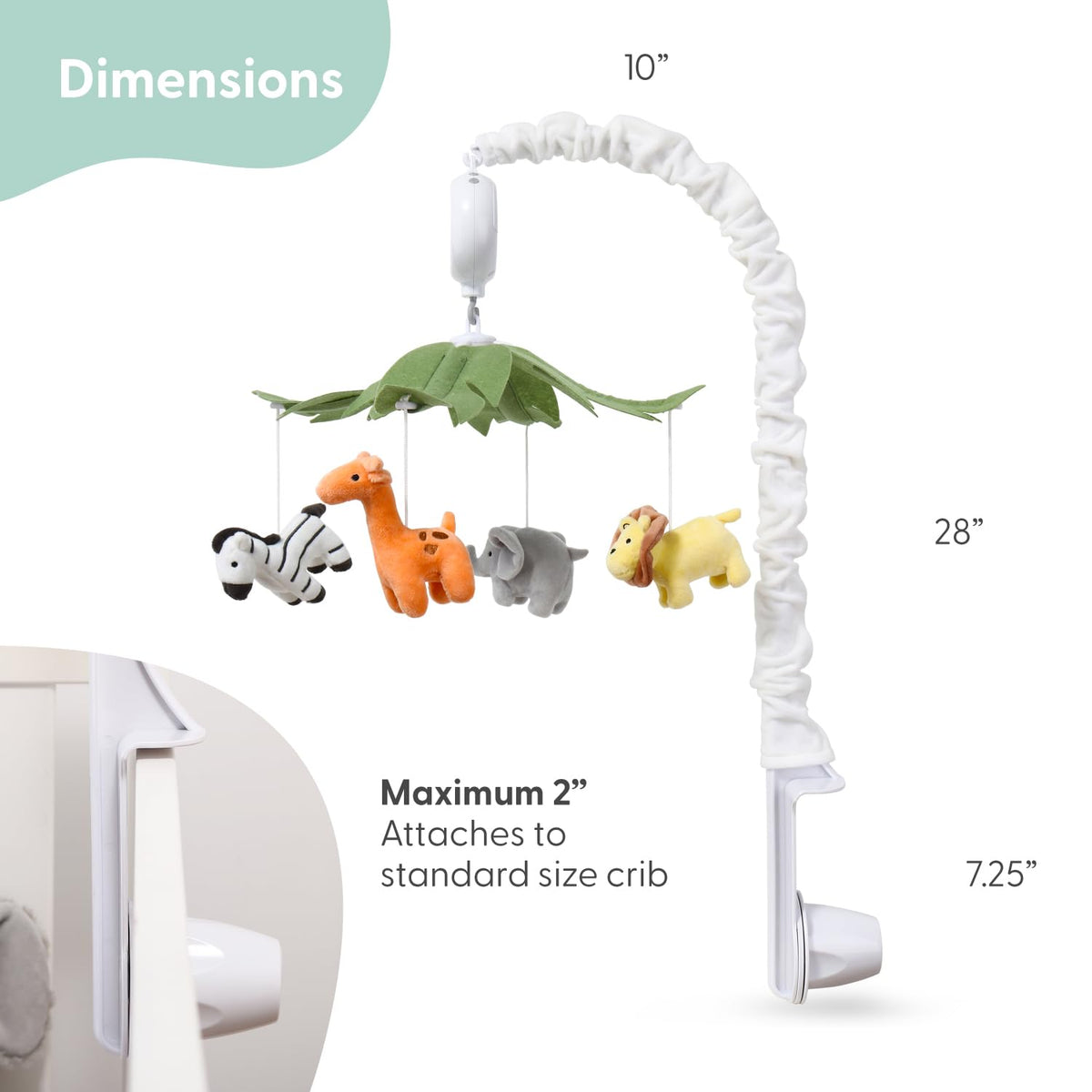 The Peanutshell Crib Mobile for Boys or Girls - White Musical Baby Crib Mobile with 12 Lullabies