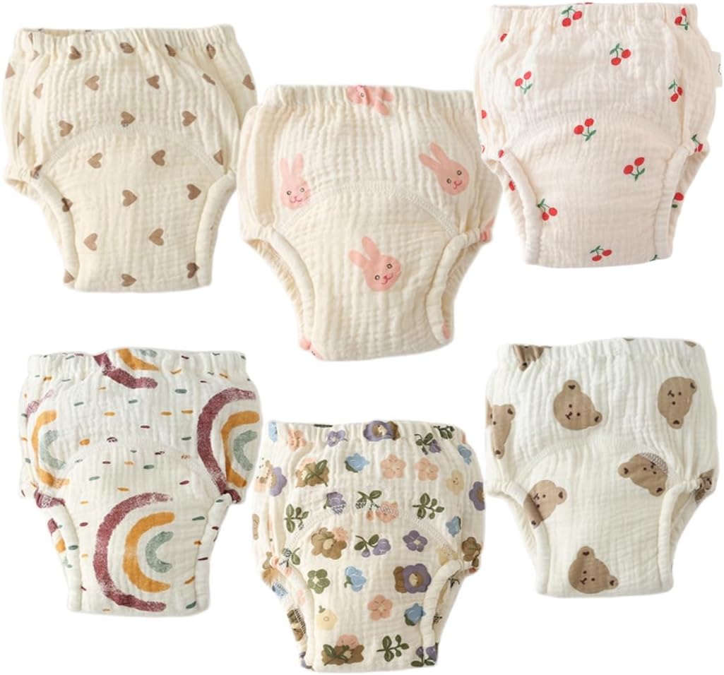 Baby Training Underpants,Soft Cotton Absorbent Potty Training Underwear For Baby Boys And Girls 6