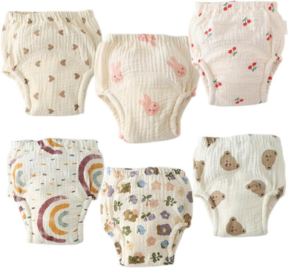 Baby Training Underpants,Soft Cotton Absorbent Potty Training Underwear For Baby Boys And Girls 6