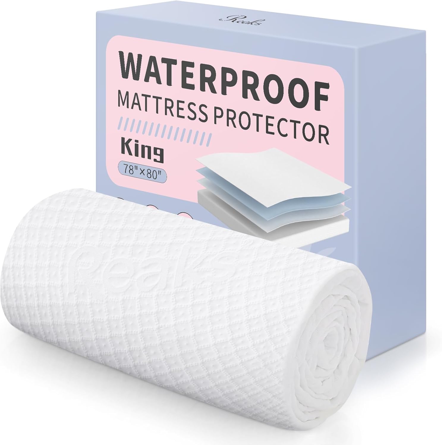 King Size Waterproof Mattress Protector Fitted Mattress Pad Cover with Deep Pocket Up to 18''