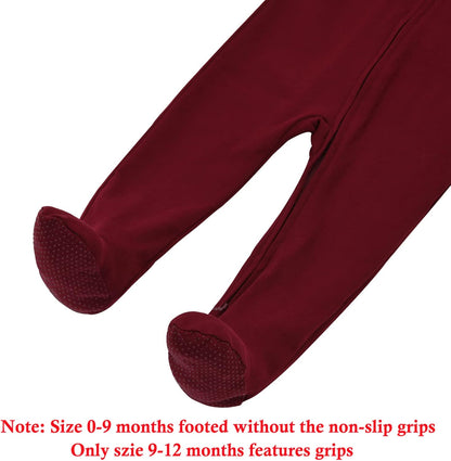 Aablexema Baby Footie Pajama with Mitten Cuffs, Double Zipper Infant Cotton clothes Sleeper Pjs