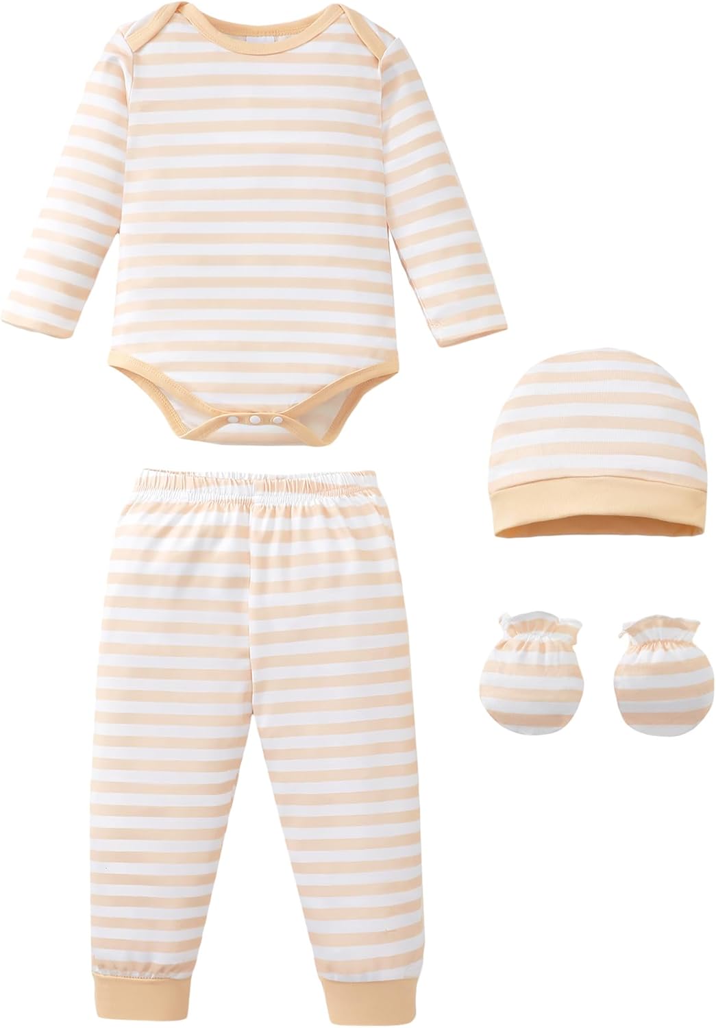 NZRVAWS Newborn Baby Boy Girl Clothes Unisex Infant Romper Pants Set Hat 4-Pack Outfits 0-12 Months